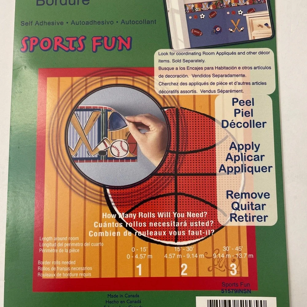 Borders Unlimited 3 Self Adhesive Sports Fun Room Borders